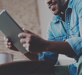 a man with tablet